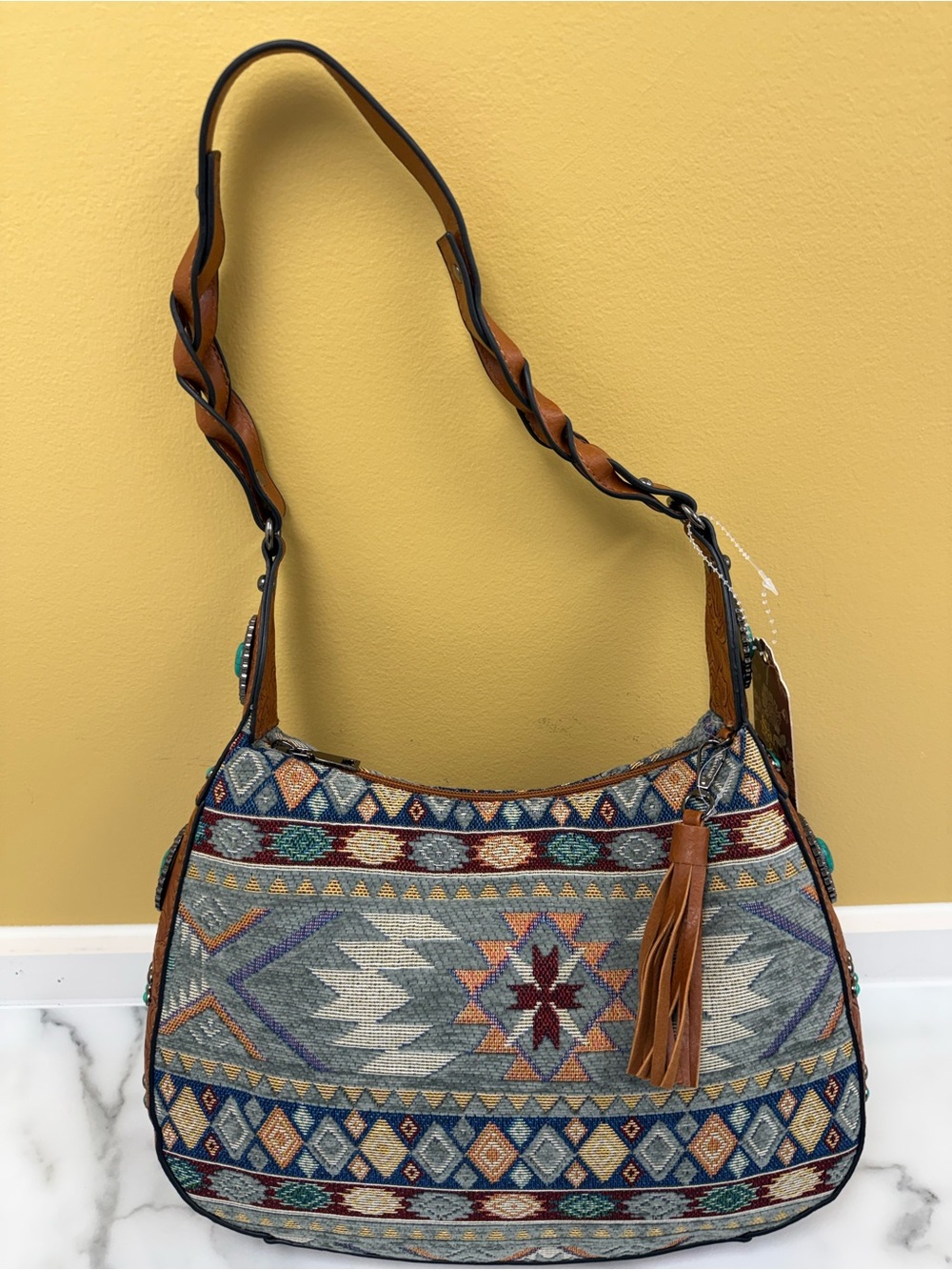 Boho Aztec Pattern Shoulder Bag in Multicolor by